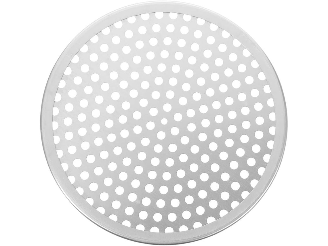 Assadeira Redonda Perfurada De Alumínio Para Pizza De 25 Cm (10 Polegadas) Com Borda, Própria Para Micro-ondas.