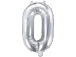 Balão PARTYDECO número 0 Foil 35cm Prateado
