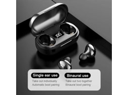 Auriculares Bluetooth True Wireless T8 Compatível com Mini In-Ear Led Display Digital Viva-Voz Preto