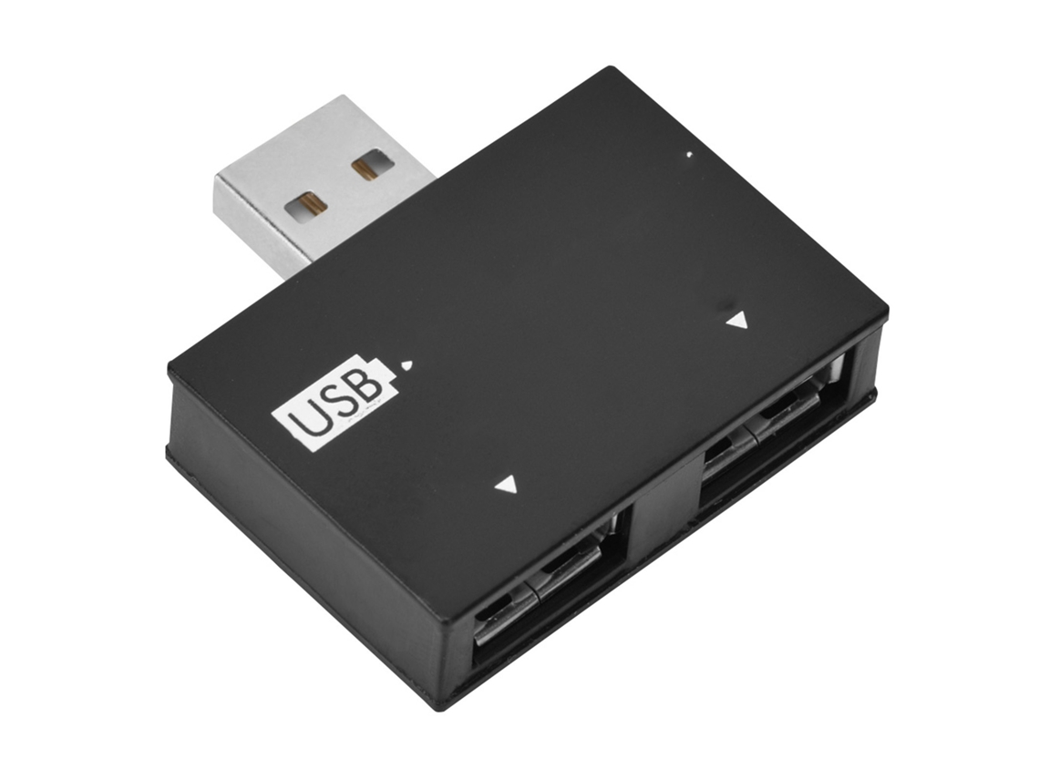 Hub USB 2.0, Splitter, 2 Portas, Preto
