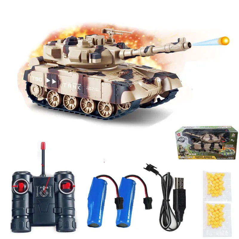 (amarelo, 2 Pilhas) Tanque De Controle Remoto Que Dispara Bbs, Recarregável Via Usb, Com Efeitos Sonoros Em Led, Veículo De Guerra Eletrônica.