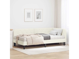 Vidaxl Estrutura De Cama De Canto Creme 90 X 190 Cm Veludo