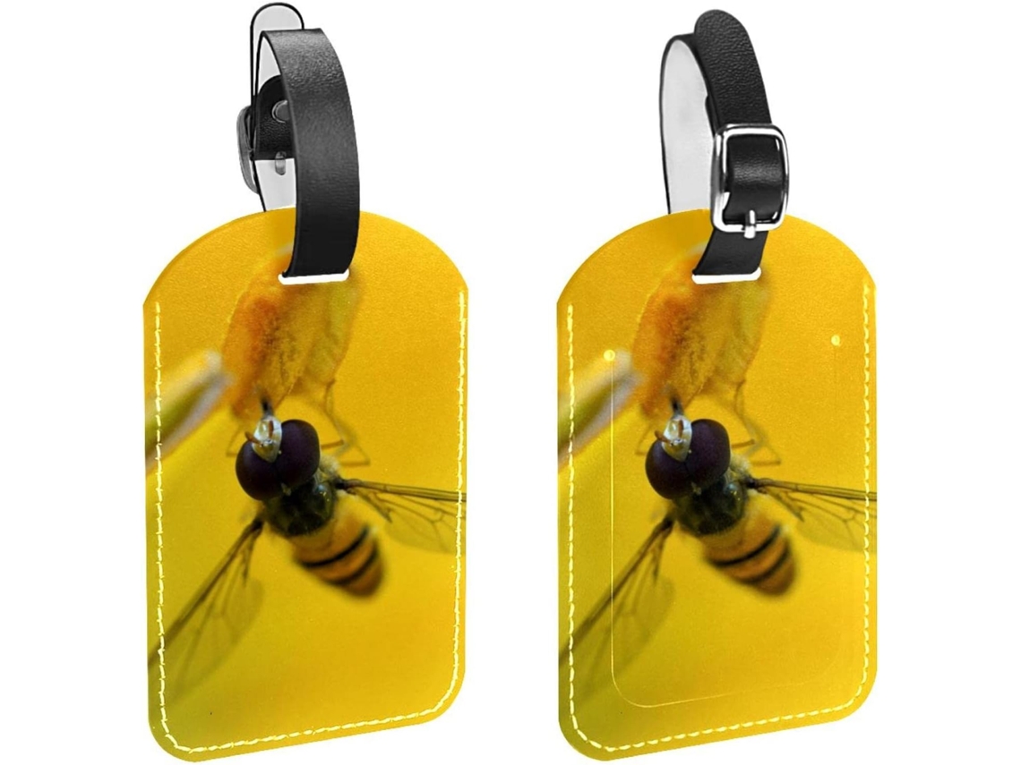 Conjunto De 2 Etiquetas Bagagem Em Couro Pu Bee Gather Proteção Privacidade