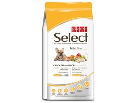 Ração PICART SELECT Mini Light/Sterilised Seca para Cão Adulto Pequeno para Controlo Do Peso Frango e Arroz (Quantidade: 8 kg)