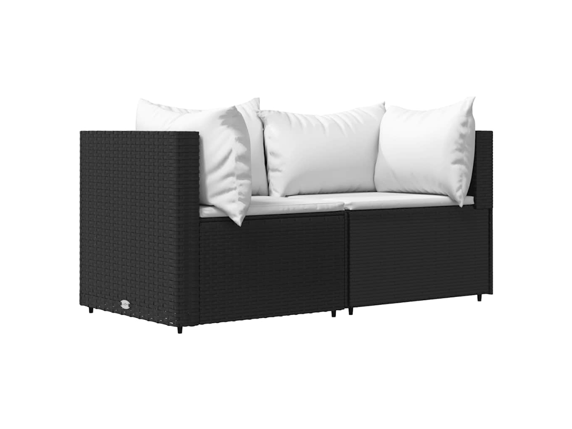 Maison Exclusive - Sofás De Canto P/ Jardim C/ Almofadões 2 Pcs Vime Pe Preto