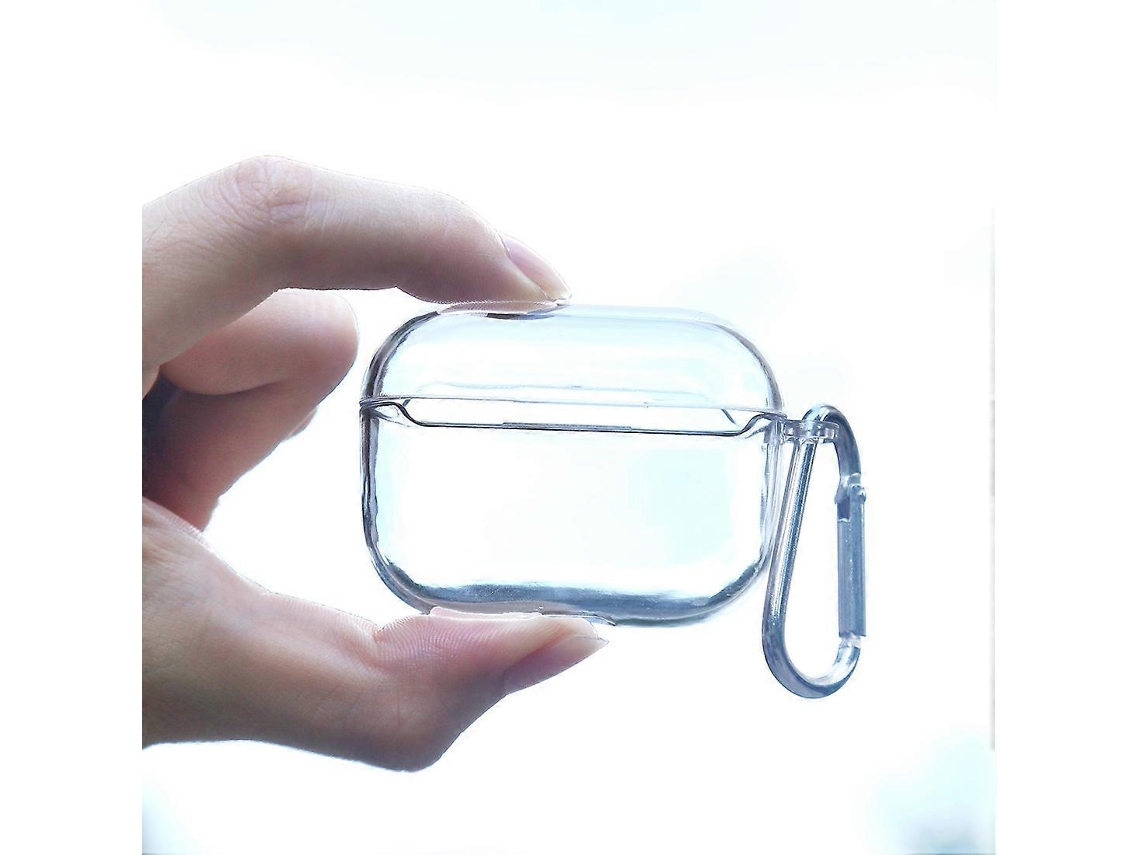 Capa protetora transparente e rígida de policarbonato para AirPods Pro com gancho. GIECY