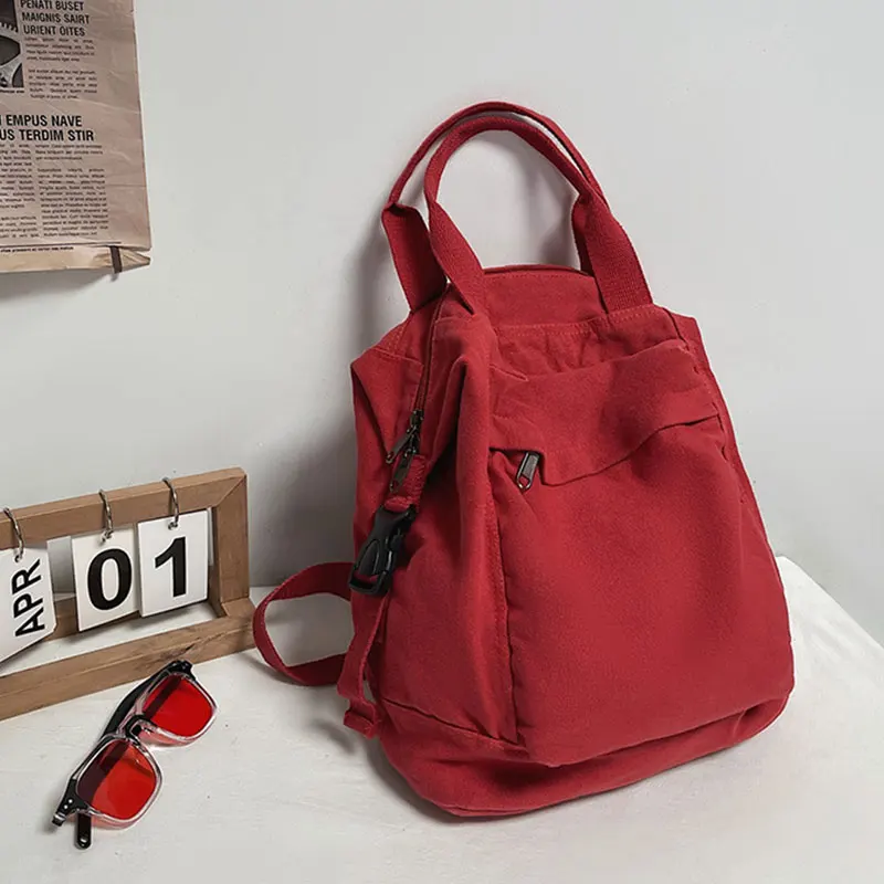 (8689-vermelho) Mochila Feminina Moderna, Estilo Retrô Casual, Em Lona.