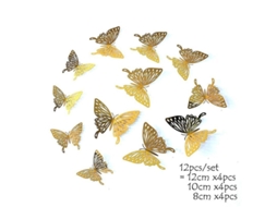 12pcs Sticker Parede Borboleta 4d Oca Diy Decoração Casa Festa Casamento Infantil Oro 6