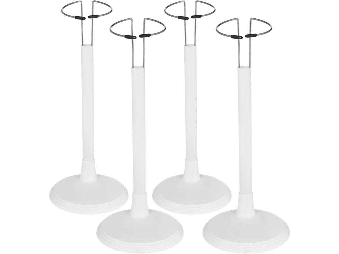 Suportes Ajustáveis Para Bonecas Healifty, 4 Peças, Base Branca Ampliada 25cm, Altura Ajustável 14-20cm, Suporte Estável