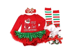 Conjunto De Roupas De Natal Para Bebê Menina Meu Primeiro Natal Presente Hengjian