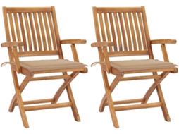 Folding Chair, Folding Chairs Vidaxl Bege Teca (n/a)