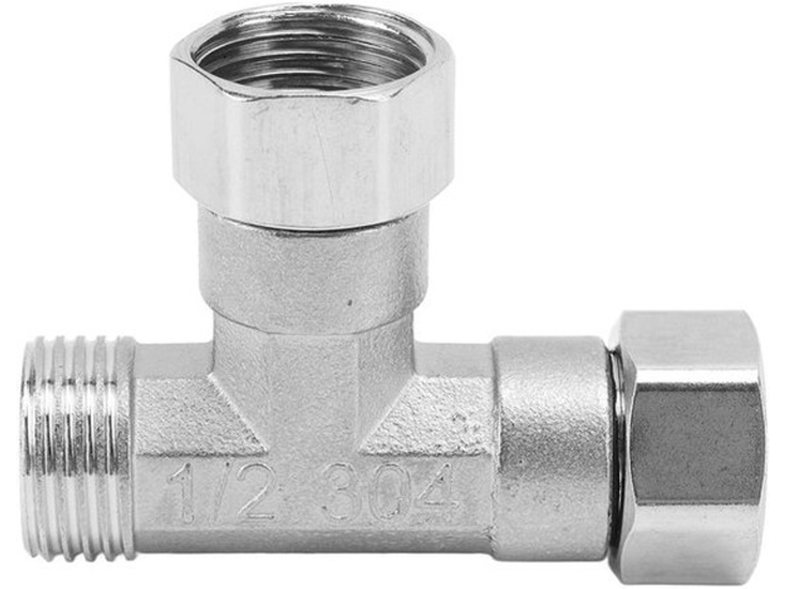 Conector De Pia 304 Aço Inoxidável - Tela 3-vias - Tela T - Conector G1/2 - Para Água/gás - Conexão Hermética - Pressão Normal 5kg - Fitting