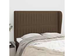 Vidaxl Cabeceira Cama C/ Abas Tecido 147x23x118/128 Cm Castanho-escuro