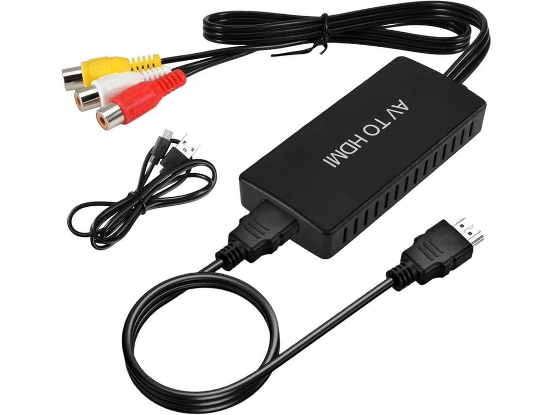 1080p Rca Av Composite Cvbs Para Hdmi Adaptador Conversor Com Cabo Usb C Para Alimentação Compat Ps2/ps3/xbox/snes/n64/vhs Plug Play Bestvite