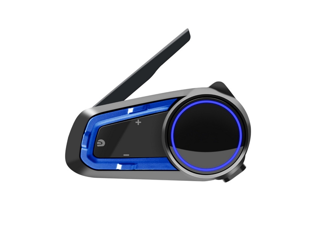 Fone Bluetooth para motocicleta com intercomunicador para 10 pilotos 2000m à prova d'água IPX6 viva voz Azul e Preto JIAPEI