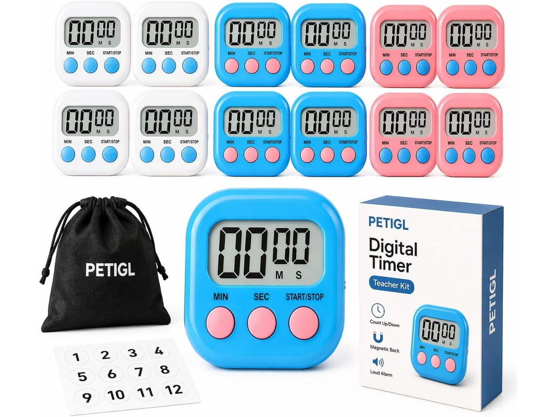 Conjunto De 12 Temporizadores Sala Aula Multifuncionais Para Cozinha