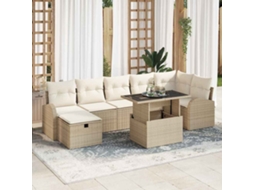 Vidaxl Conjunto De Sofá De Jardim 8 Pcs Bege Rattan Sintético