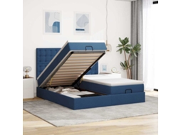 Vidaxl Estrutura De Cama Otomana Com Colchões 200x200cm Tecido Azul