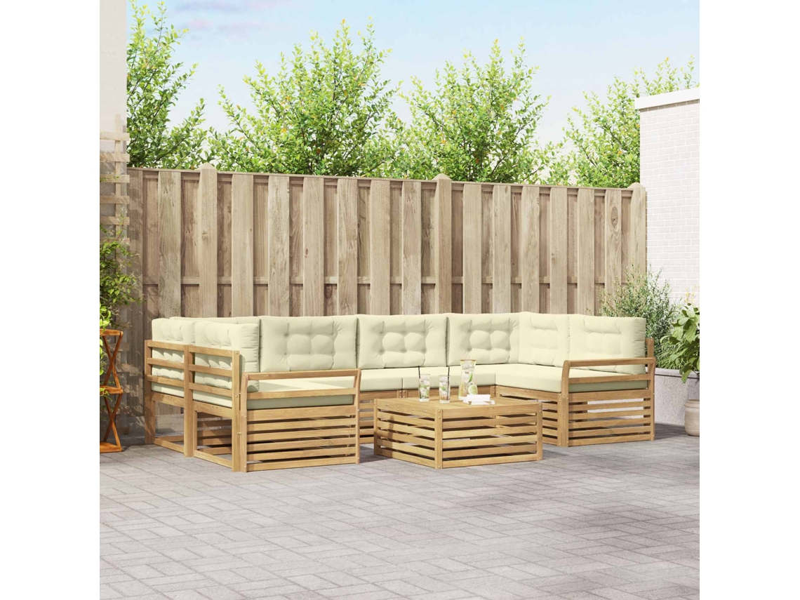 Vidaxl Conjunto De Sofás Para Exterior 7 Unid. Branco E Creme