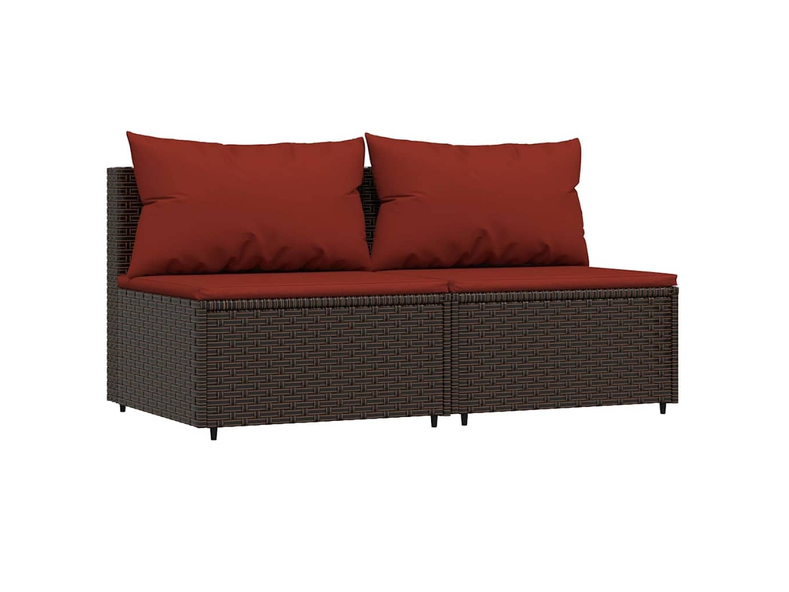 Maison Exclusive - Sofás De Centro P/ Jardim C/ Almofadões 2 Pcs Vime Pe Castanho