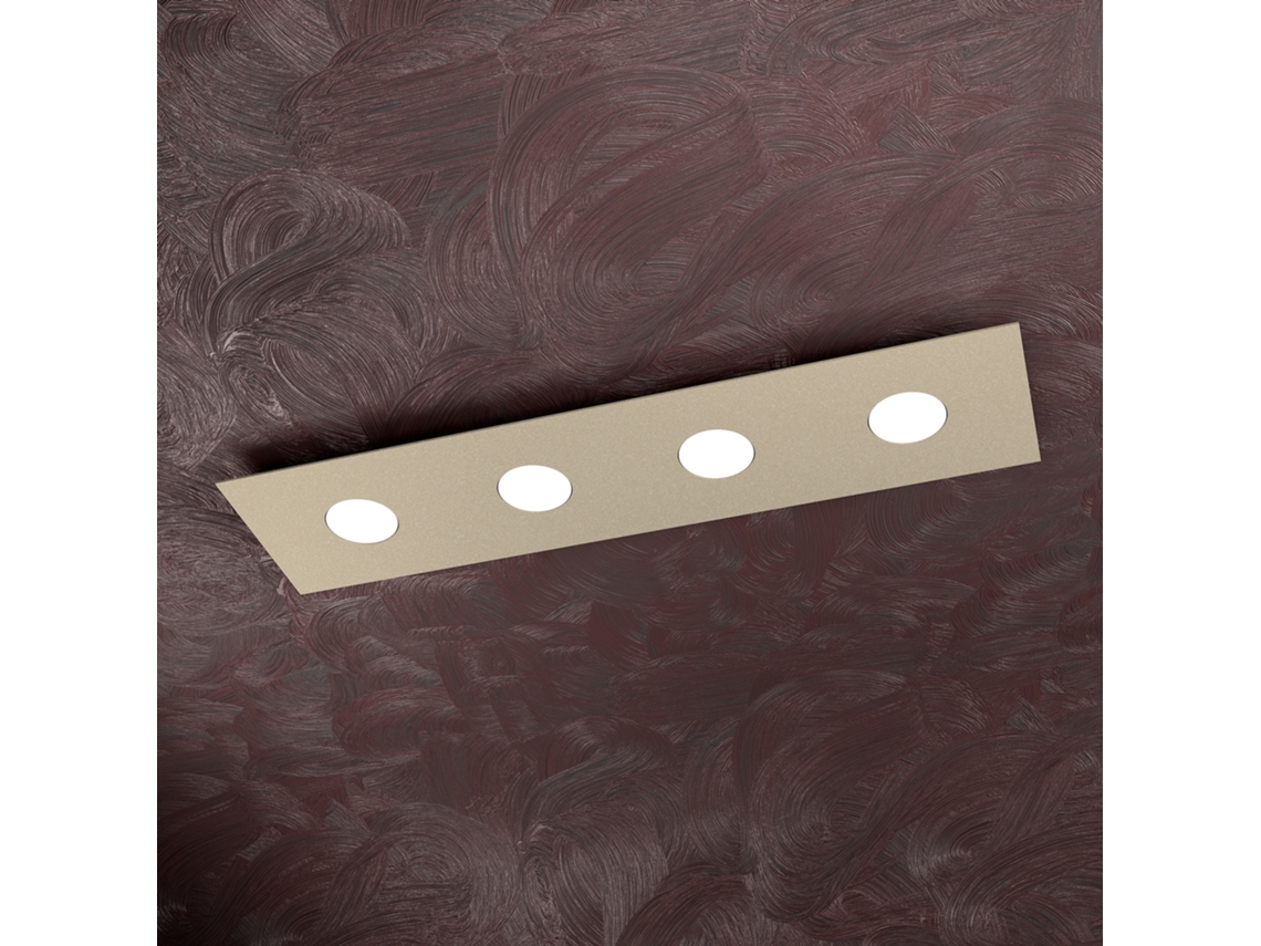 Luminária De Teto Retangular Toplight Area De 4 Luzes Com Encaixe Gx53, Estrutura Cor Areia, Design Moderno 80x20x3cm Top Light