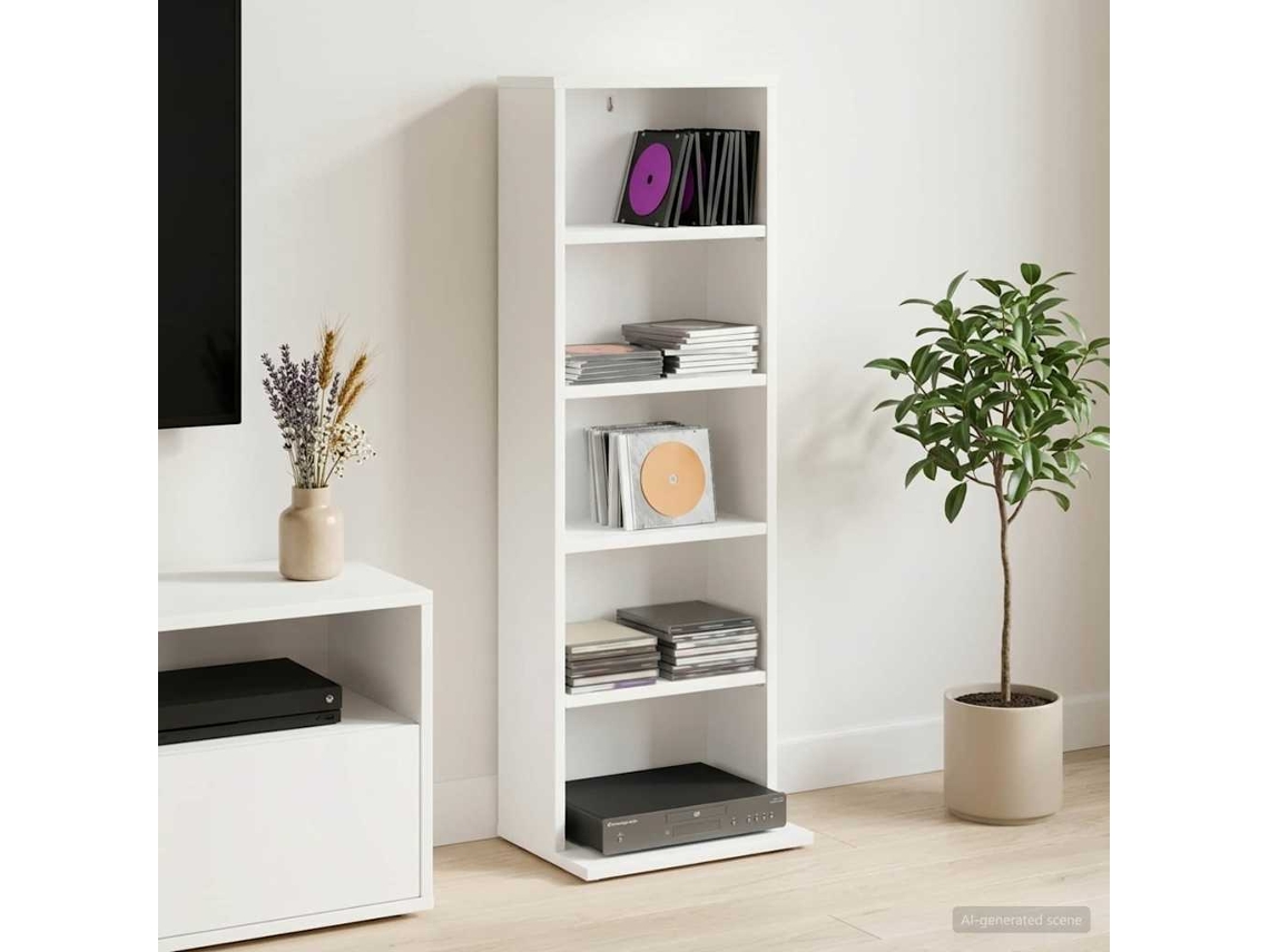 Vidaxl Armário Para Cd Branco 33 X 23,5 X 97,5 Cm Derivados De Madeira