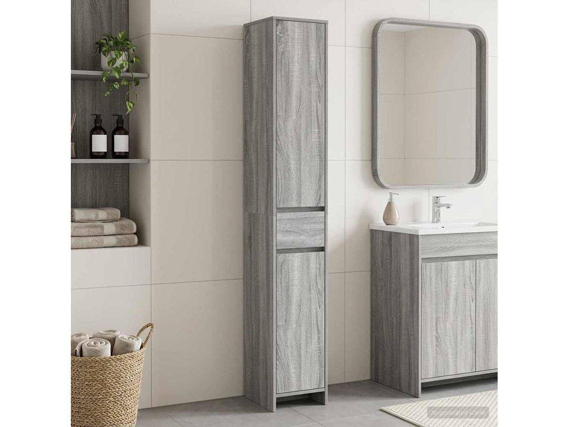 Vidaxl Armário De Banheiro Sonoma Cinzento 30 X 33 X 190 Cm