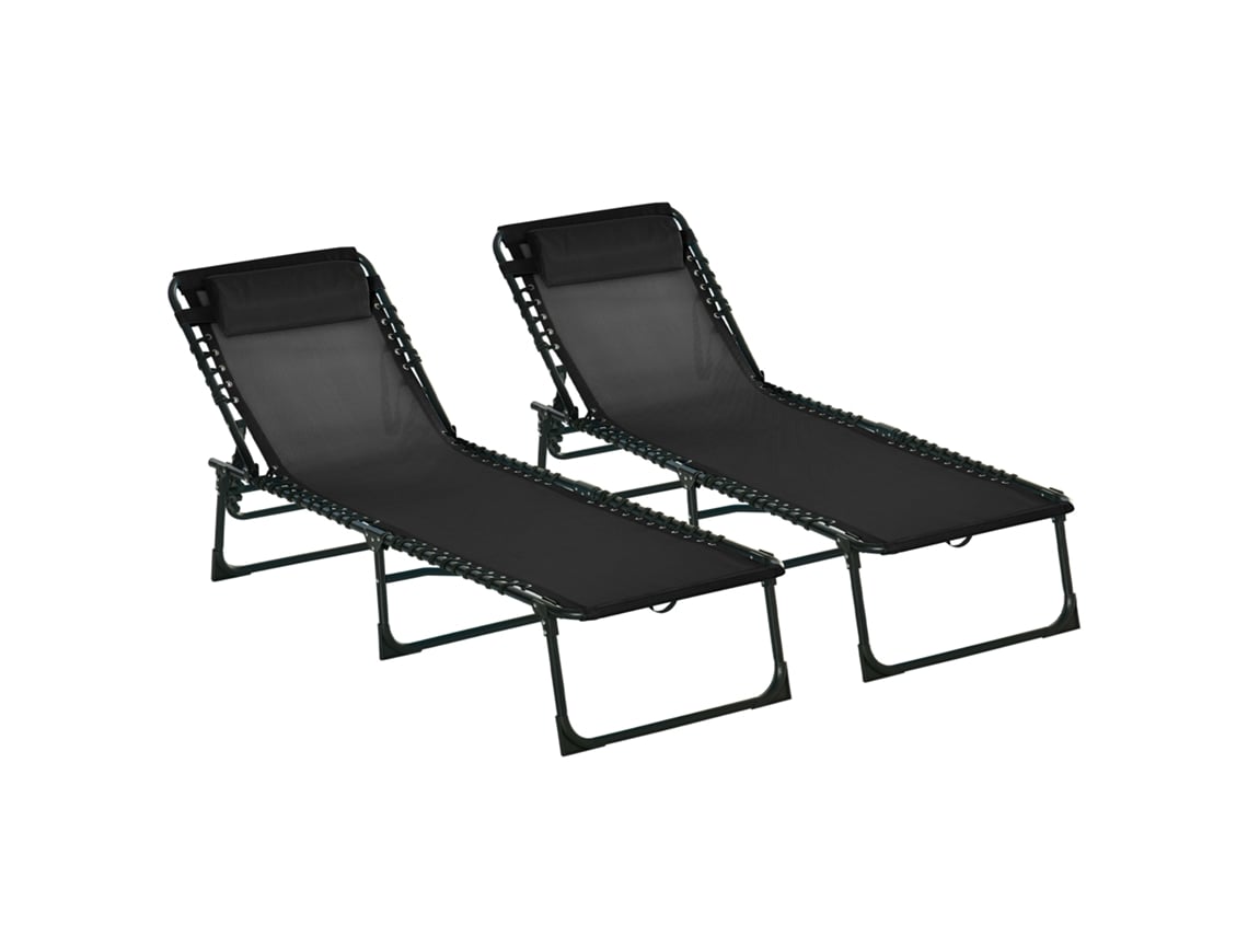 Conjunto de 2 Espreguiçadeiras de Balanço, Metal Galvanizado e Textilene, Marrom, 61x160x79 cm OUTSUNNY