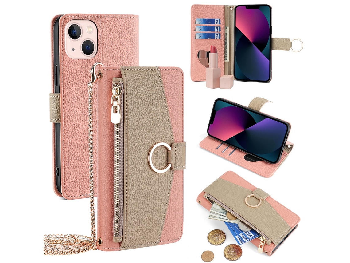 Capa Pega Inch Para Iphone 13 Pele Sintética Rosa