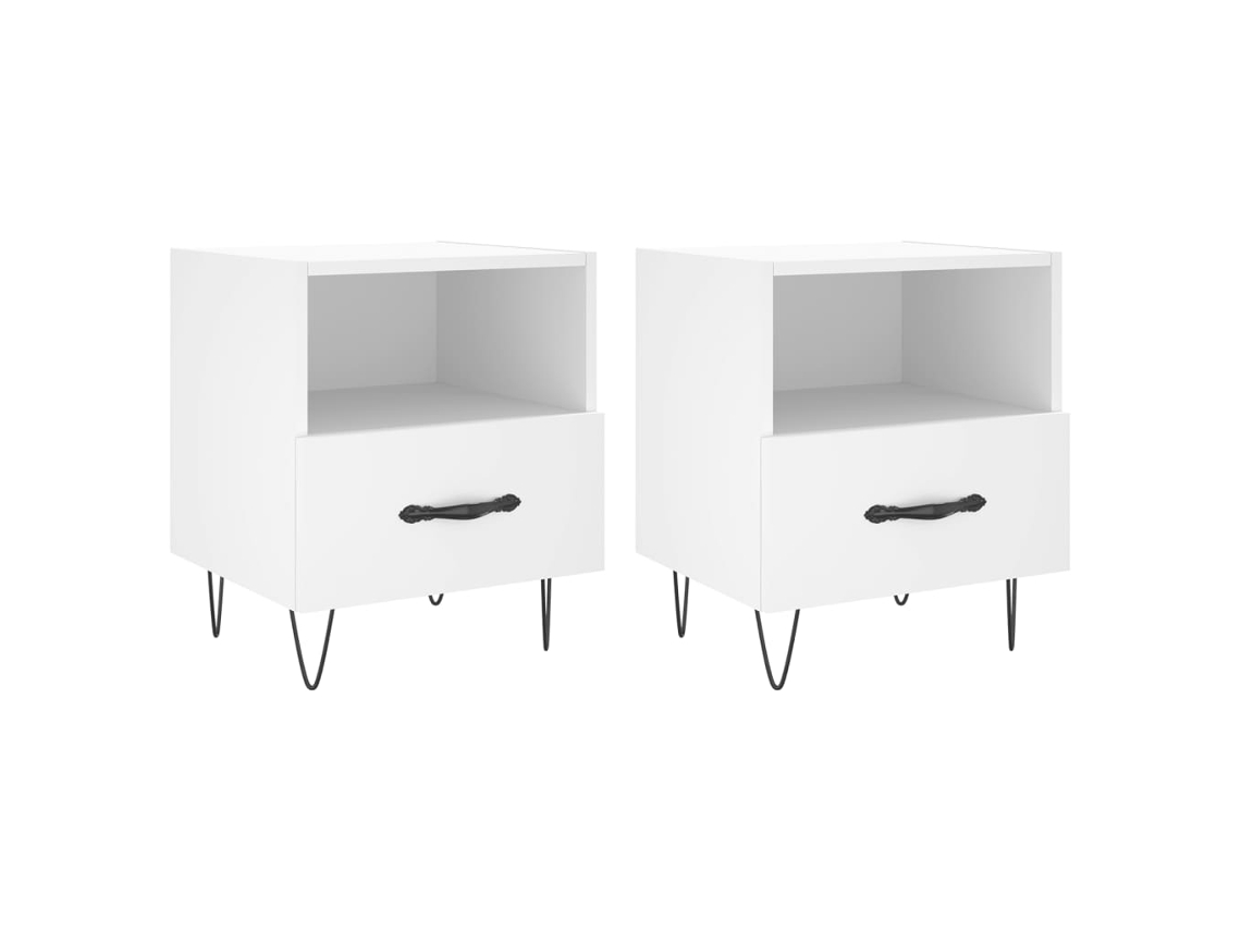 Bedside Cabinet, Bedside Cabinets Vidaxl Branco Madeira Processada (n/a)