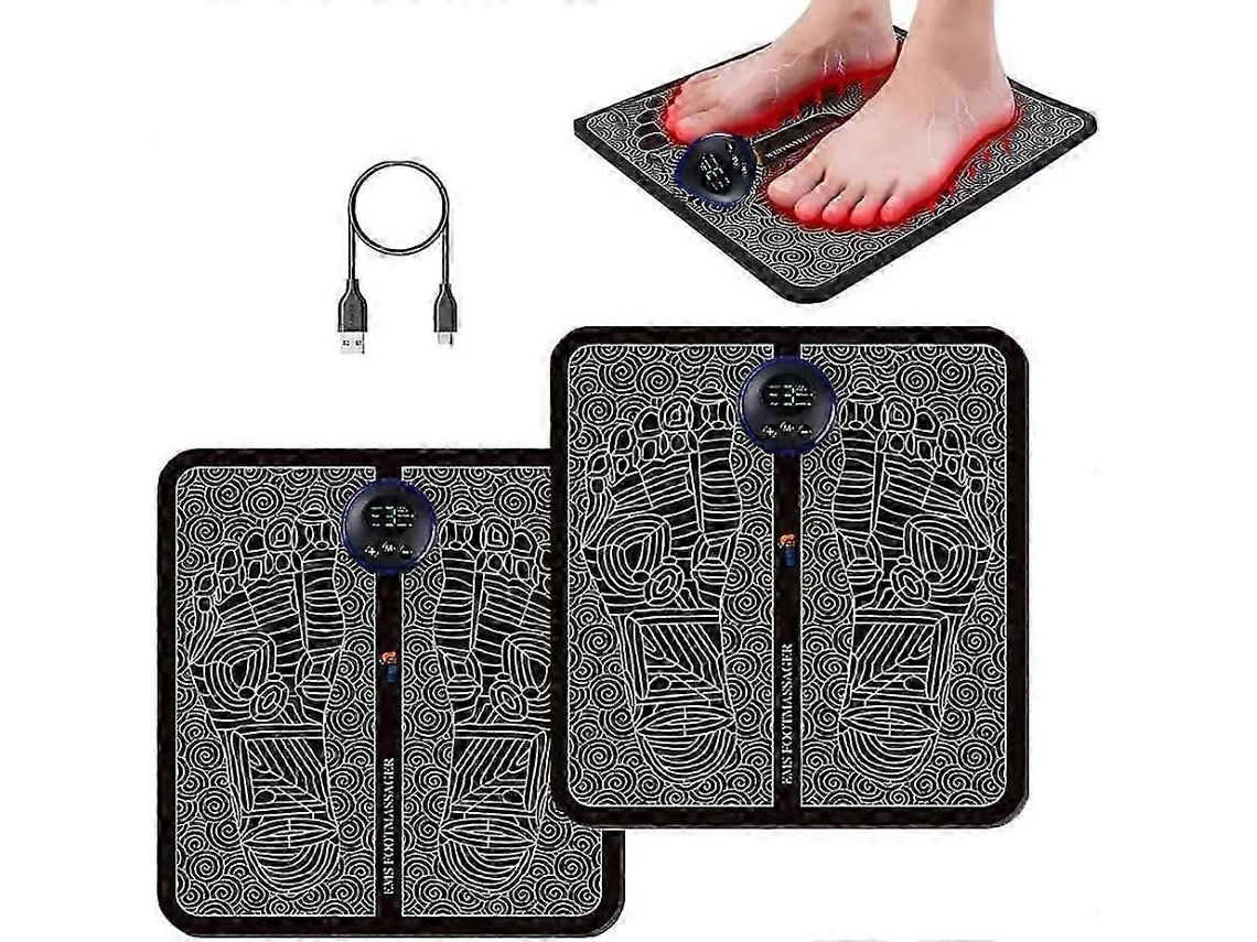 Massageador Elétrico Dos Pés, Ems Tapete De Massagem Inteligente 8 Modos, 19 F Requência Ajustável, Usb Rec