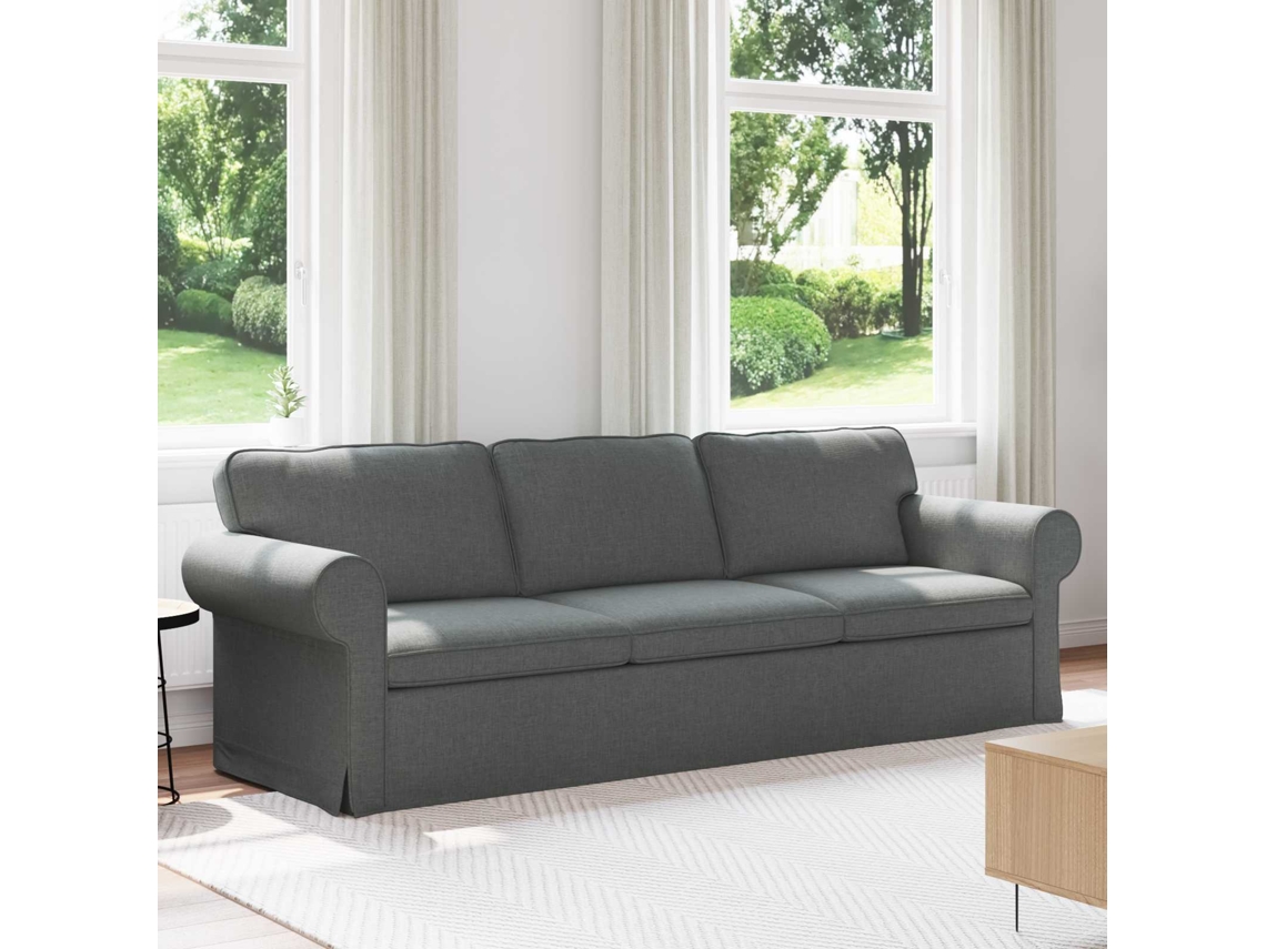 Vidaxl Sofá Cinza Escuro 245 X 82 X 80 Cm Tecido