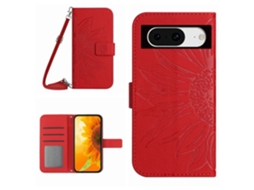 Capa De Celular De Couro Com Estampa De Girassol E Cordão Skin Feel