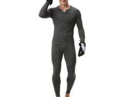 2pcs Conjunto De Roupa Termica Masculina Inverno Com Forro De Pelucia Gola V Manga Longa Calcas Quente