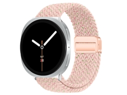 Pulseira Desportiva Elástica Em Nylon Entrançado Para Samsung Galaxy Watch 9 40mm 44mm, Com Fecho Magnético. Rosa Starlight Hexinyigjly