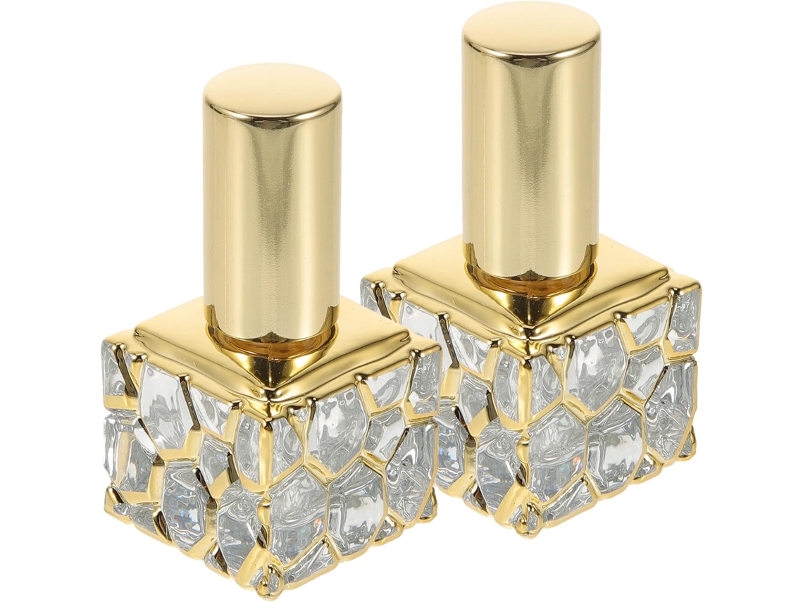 Miniaturas de borrachas de vidro dourado de 10ml com design elegante e prático, item de colecionador.
