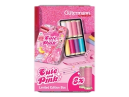 Conjunto De Costura Gutermann Caixinha Fofa E Rosa 8 Bobinas 100 Poliéster Fio Metálico Gütermann