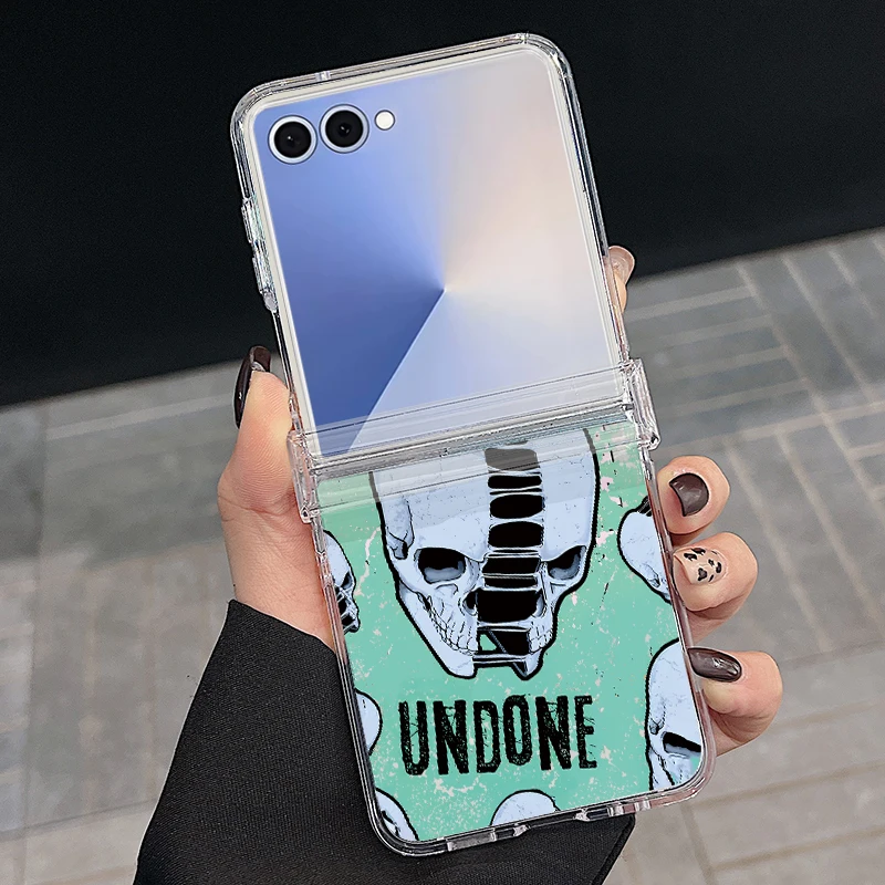 Capa Magnética Transparente Para Celular Galaxy Z Flip4 Com Estampa Criativa De Caveira, Capa Traseira Rígida.