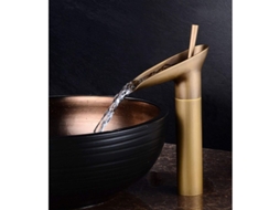 Faucet Para Sink Com Cascata De Água Em Latão Antigo, Frio E Quente, Interruptor De Torneira