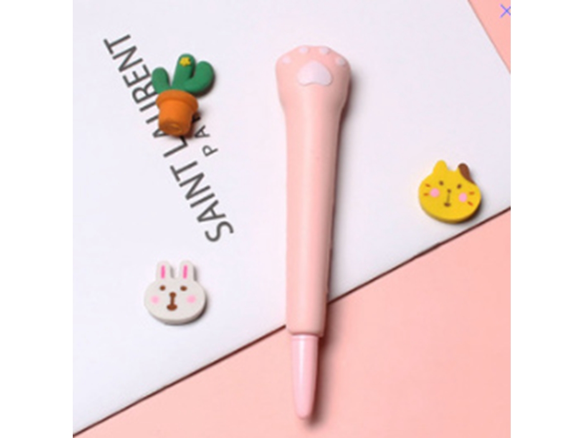 Bolígrafo Gel Kawaii Squishy Para Aliviar Estrés Cute Patita De Gato Rosa Útiles Escolares Regalo