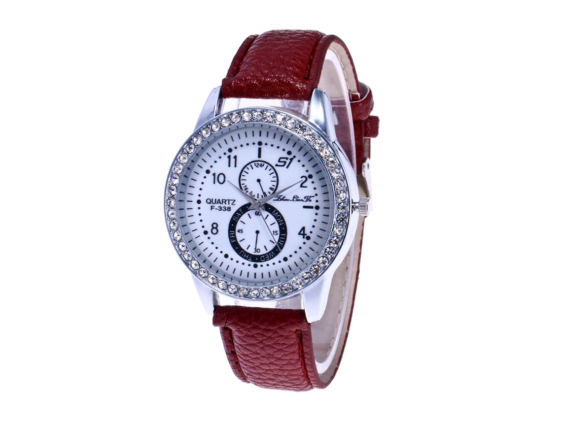 Relógio unissex de moda com movimento de quartzo e pulseira de metal ajustável (marrom)