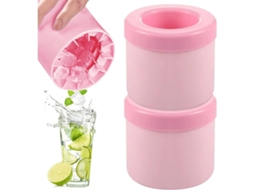 Forma De Gelo Com Trava, 2 Peças, Silicone, Rosa