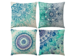 Conjunto de 4 Capas de Travesseiro Mandala Boêmio Decorativo Quadrado 18x18 Polegadas 45x45 Cm