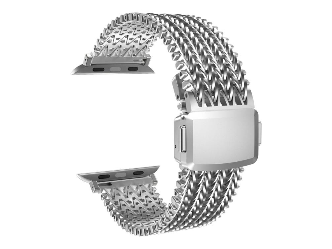 Bracelete Para Apple Watch 42/41/40/38mm - Aço Inoxidável Magnético Com Malha Prateada