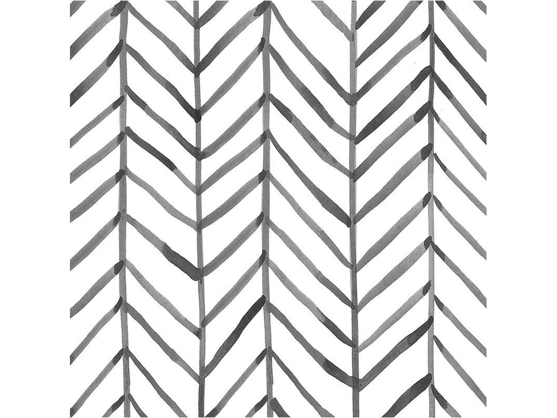 Papel Pintado Autoadhesivo Moderno Hueso De Herradura Negro Blanco Vinilo 17.7in X 19.7ft