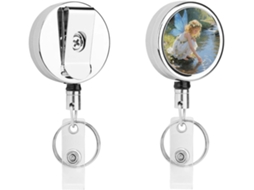 Porta Crachá Retrátil Com Clipe De Metal Resistente, Em Formato De Riacho Com Flor E Fada Ideal Identificação E
