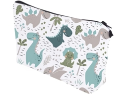 Bolsa portátil para maquiagem com estampa de dinossauro, multifuncional e com compartimentos para guardar maquiagem.