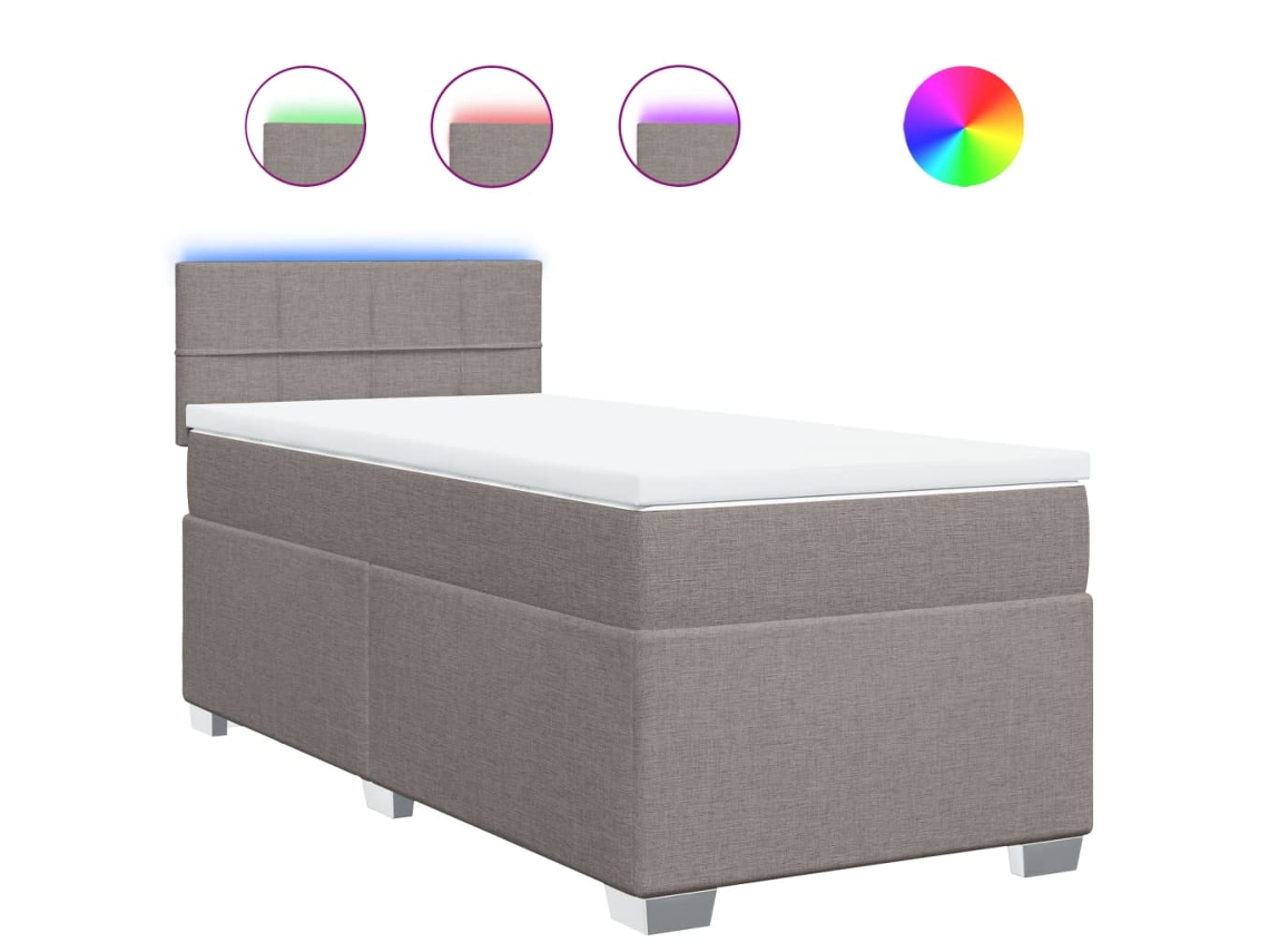Box Spring Bed, Box Spring Beds Vidaxl Cinzento-acastanhado Tecido (90 X 190 Cm)