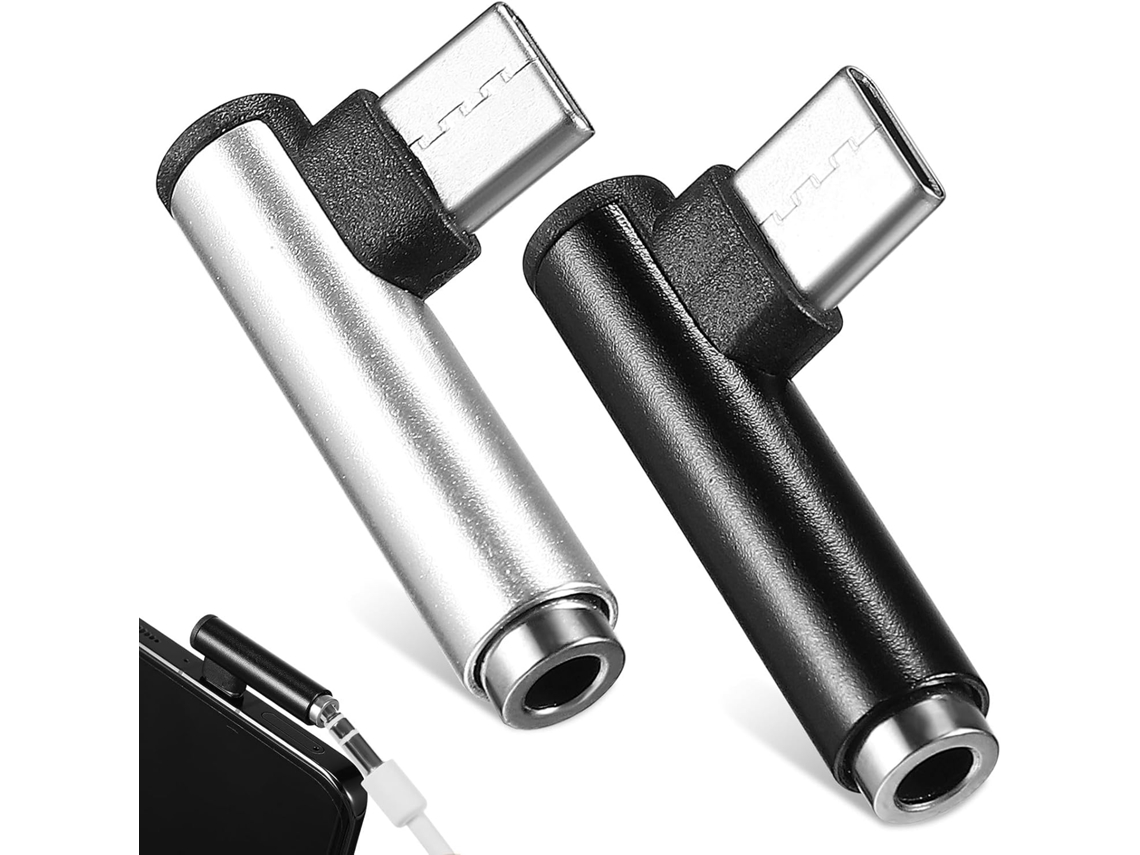Kit Com 2 Adaptadores Usb-c Para Áudio, Leve, Preto, Compacto