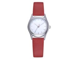 Relógio de Pulso Feminino Simples de Quartzo com Pulseira de Couro Pu Gaiety (vermelho)